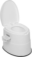 Portable Toilet | Indoor Outdoor Commode w/Detachable Inner Bucket & Removable Paper Holder, Lightweight & Compact for Camping, Boat, Van, Emergency Use (White)