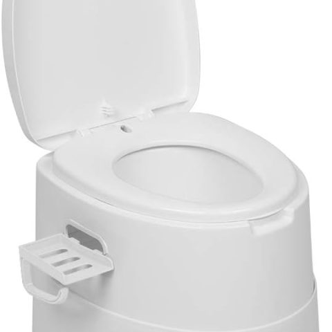 Portable Toilet | Indoor Outdoor Commode w/Detachable Inner Bucket & Removable Paper Holder, Lightweight & Compact for Camping, Boat, Van, Emergency Use (White)