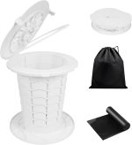 XL Portable Toilet - 13"H Adjustable Foldable Camping Toilet, Luggable Loo with Lid, Strap,Toilet Bag for Camping, Hiking, Travel and Car
