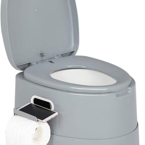 Portable Toilet | Indoor Outdoor Commode w/Detachable Inner Bucket & Removable Paper Holder, Lightweight & Compact for Camping, Boat, Van, Emergency Use (Grey)