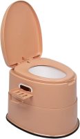 Portable Toilet | Indoor Outdoor Commode w/Detachable Inner Bucket & Removable Paper Holder, Lightweight & Compact for Camping, Boat, Van, Emergency Use (Brown)