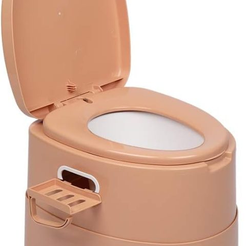 Portable Toilet | Indoor Outdoor Commode w/Detachable Inner Bucket & Removable Paper Holder, Lightweight & Compact for Camping, Boat, Van, Emergency Use (Brown)