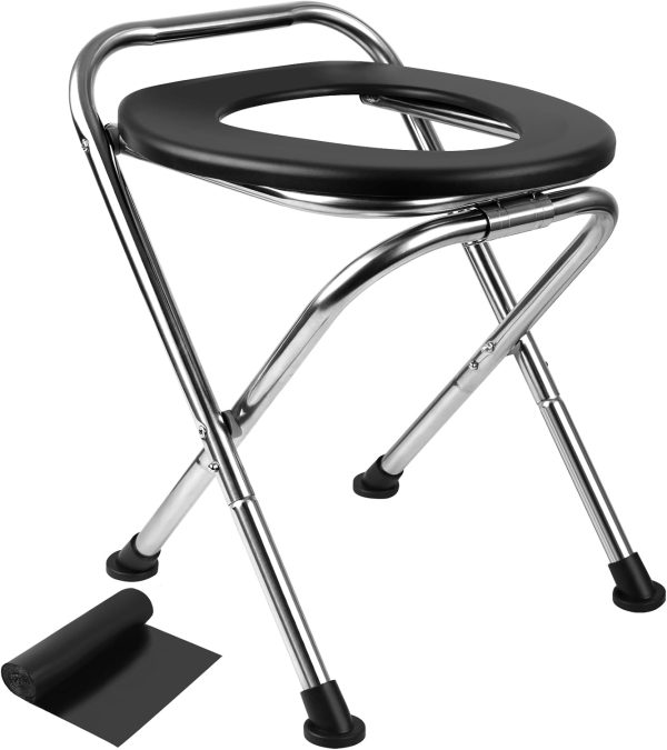 Portable Toilet for Camping, Portable Toilet Seat, Portable Toilet Travel, Stainless Steel Portable Toilet, Foldable Portable Toilet for Camping/Car