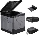 Portable Toilet, 11-inch Seat With Lid - Foldable Camping and Car Toilet, 450Lbs Load Capacity - for Outdoor Hiking, Beach, Boating Travel and Emergency Use