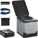 Portable Camping Toilet Water-Proof, Foldable, & Suorts up to 700lbs (Grey, 10.6 * 11.8 * 11.8 INCH)