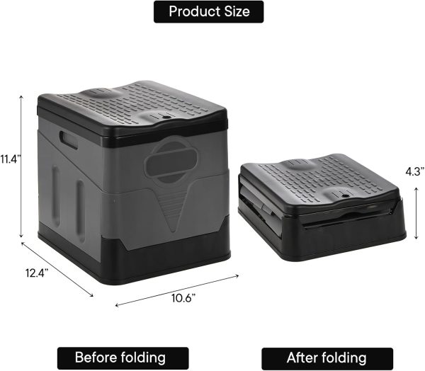 Portable Camping Toilet, Foldable Toilet for Adults, Porta Potty with Thick Black Garbage Bag for Outdoor Emergency, Waterproof Luggable Loo, Hiking, Car, Travel (Black and Grey)
