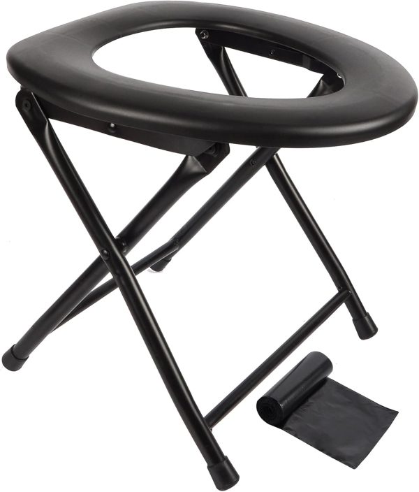 Portable Toilet Seat, Stainless Steel Emergency Toilet, Folds Camping Toilet Seat, Convenient for Camping, Travel & Emergency