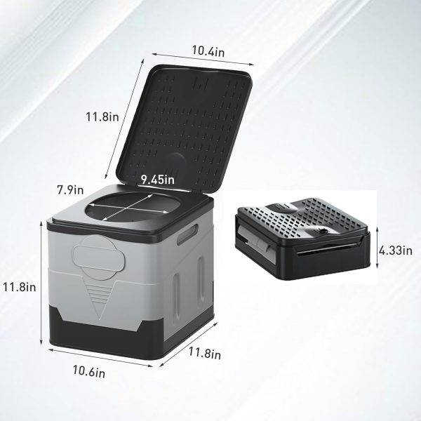 Portable Camping Toilet Water-Proof, Foldable, & Suorts up to 700lbs (Grey, 10.6 * 11.8 * 11.8 INCH)