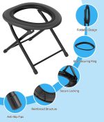 Portable Camping Toilet for Adults, Porta Potty for Camping with Removable Plastic Ring and 15 Disposable Toilet Bags, Folding Toilet for Camping, Hiking, Fishing, Road Trips, RV Travels, Emergency