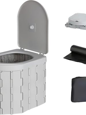 Portable Toilet, Camping Toilet for Adults with Lid, XL Folding Travel Toilets with Bags for Emergency Use, Foldable Porta Potty for Car, Outdoor Camp, Road Trip, Hiking and Truck Drivers