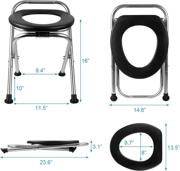 Portable Toilet for Camping, Portable Toilet Seat, Portable Toilet Travel, Stainless Steel Portable Toilet, Foldable Portable Toilet for Camping/Car