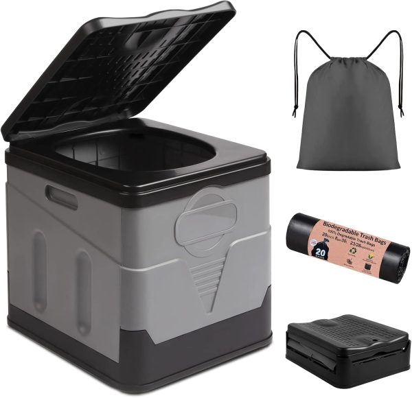 Portable Toilet Camping Toilets for Car Indoor Outdoor Commode Foldable Travel Potty for Camping,Tent,Hiking,Boating,Long Road Trips,Traffic jam,Home