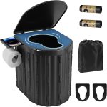 Portable Camping Toilet for Adults With Cushion, Outdoor Toilet for Camping Toilets Portable Potty for Adults, Emergency Collapsible Toilets for Travel, Tent, Car, Beach, Hiking, Truck Driver
