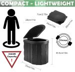 Camping Toilet, Portable Toilet for Adults & Kids, Foldable Potty & Outdoor Emergency Sanitation Products, Trash Can, Stool for Car Truck Camping Travel Hiking Fishing Long Trips (Deep Black)
