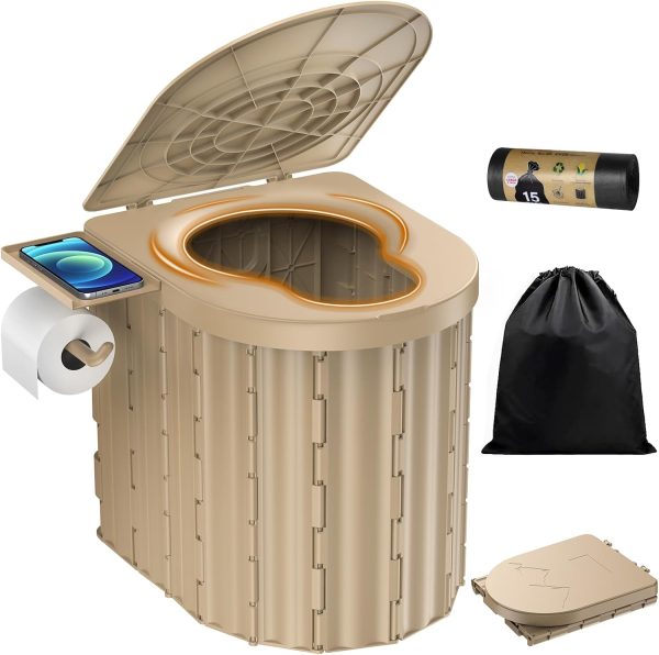 Portable Toilet, Upgraded 12-inch Toilet Seat, Folding Toilet With Removable Paper Holder, Camping Toilet With A Load Capacity Of 450 Lbs, Portable Potty For Indoor, Outdoor, And Emergency Use
