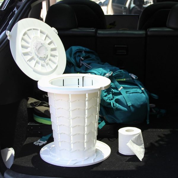 Portable Toilet for Adults Outdoor Camping Adjustable Folding Toilet with 6 Garbage Bags,2.8 Pounds Lightweight Portable Potty for Travel/Boat/Road Trips/Beach