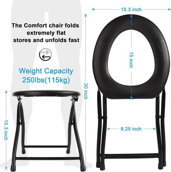 Portable Toilet Seat, Stainless Steel Emergency Toilet, Folds Camping Toilet Seat, Convenient for Camping, Travel & Emergency