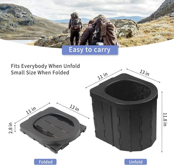 Portable Toilet for Camping, Portable Potty for Adults, Porta Potty Travel Toilet Commode Bucket Toilet for Camping, Car, Travel, Outdoor, Hiking, Backpack, Trips, Tent, Boat, Beach, Traffic Jam, Home