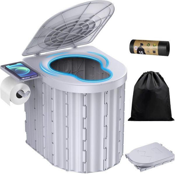 Portable Toilet, Upgraded 12-inch Toilet Seat, Folding Toilet With Removable Paper Holder, Camping Toilet With A Load Capacity Of 450 Lbs, Portable Potty For Indoor, Outdoor, And Emergency Use