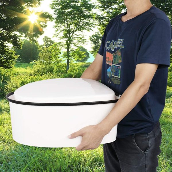 Portable Toilet | Indoor Outdoor Commode w/Detachable Inner Bucket & Removable Paper Holder, Lightweight & Compact for Camping, Boat, Van, Emergency Use (White)