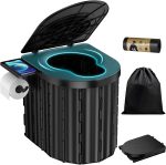 Portable Toilet, Upgraded 15'' toilet With Removable Paper Holder, Camping Toilet With A Load Capacity Of 450 Lbs, Portable Potty for Camping, Hiking, Road Trip, Car, RV, Tent, Beach, Truck Drivers