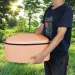 Portable Toilet | Indoor Outdoor Commode w/Detachable Inner Bucket & Removable Paper Holder, Lightweight & Compact for Camping, Boat, Van, Emergency Use (Brown)