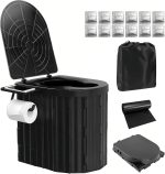 Portable Camping Toilet for Adults with Detachable Bracket, Outdoor Toilet for Camping Toilets Portable Potty, Composting Toilets for Tent, Travel, RV, Car, Hiking, Beach, Truck Driver
