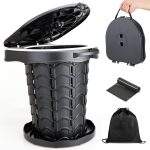 Portable camping Toilet, Foldable and Height Adjustable, Load Capacity 400lbs, with Carrying Handle, Perfect for Camping, Travel & Car Use