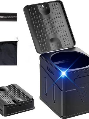 Portable Toilet,Camping Toilet Have Small Foldable Size. It is Compact Portable Toilet for Adults and Children. Suitable for Cars, Hiking, Beaches and Camping, Black