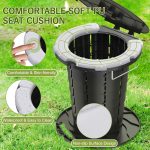 Upgraded Retractable Portable Toilet with  Cushion, Adjustable Height Foldable Camping Toilet Travel Toilet, 300LBS Soft Seat Portable Potty with Paper Holder, Folding Toilet for Camping/Car