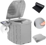 Portable Camping Toilet Upgraded Soft Camp Toilet Seat with Paper Holder- Travel Potty Perfect for Emergency Preparedness, Backcountry, Car, Boat, Road Trips. (GRAY)
