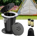 Upgraded Retractable Portable Toilet with  Cushion, Adjustable Height Foldable Camping Toilet Travel Toilet, 300LBS Soft Seat Portable Potty with Paper Holder, Folding Toilet for Camping/Car