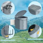 Portable Camping Toilet, Folding Toilet for Adults with Lid and Retractable Toilet Paper Holder, Waterproof Porta Potty with Carry Bag and Disposible Liners for Hiking, RV Travel, Road Trips，Dark Gray