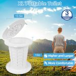 XL Portable Toilet - 13"H Adjustable Foldable Camping Toilet, Luggable Loo with Lid, Strap,Toilet Bag for Camping, Hiking, Travel and Car